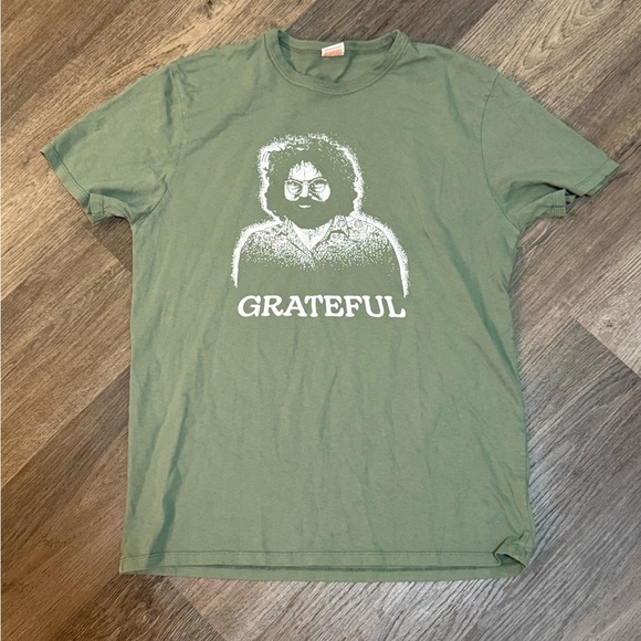 TSPTR Men's Large Jerry Garcia Grateful Graphic Tee - Olive (22" Chest) - Picture 1 of 3